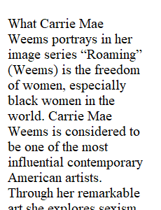 Image Analysis of Carrie Mae Weems’ “Roaming”